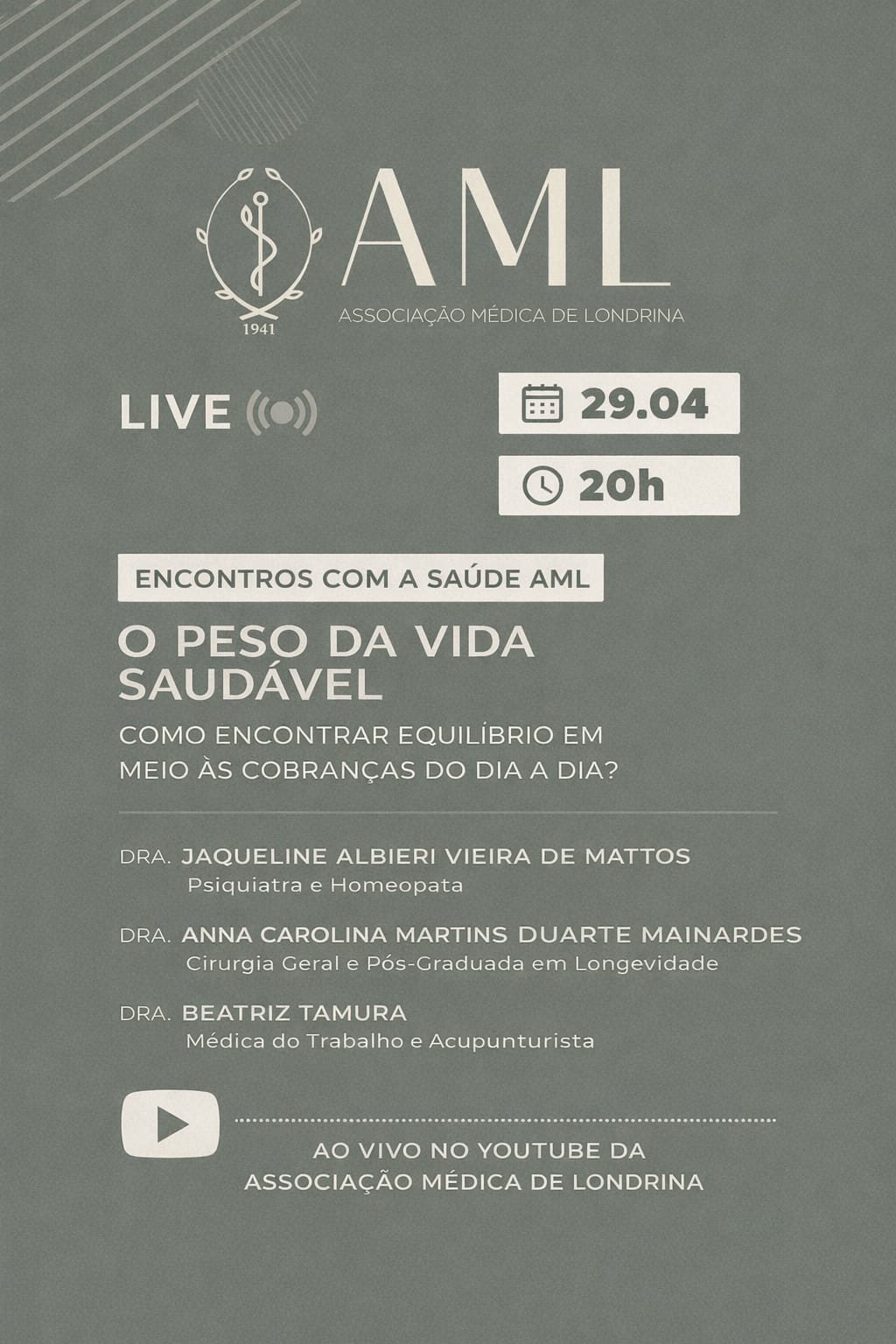 Encontros com a saúde AML: o peso da vida saudável