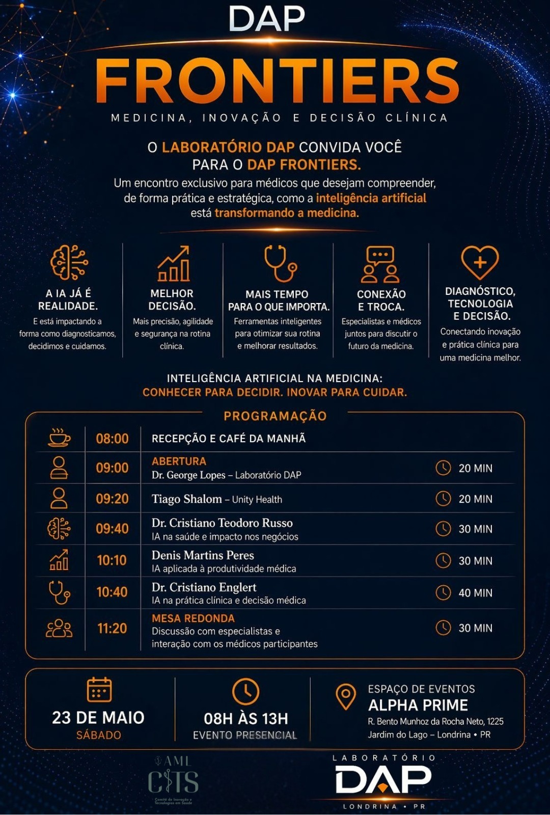 Inteligência artificial na medicina será tema do DAP Frontiers, com apoio do CITIS AML