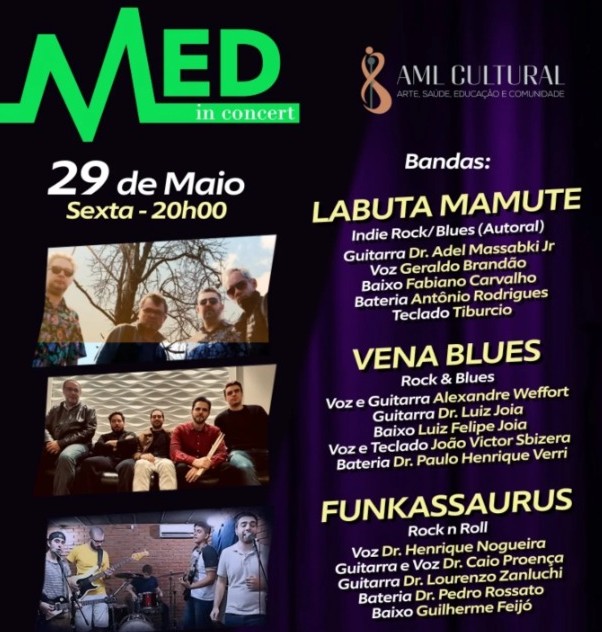 Med in Concert reúne médicos músicos em noite gratuita de rock e blues na AML Cultural