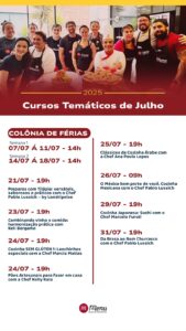 Menu divulga programação de cursos gastronômicos para julho